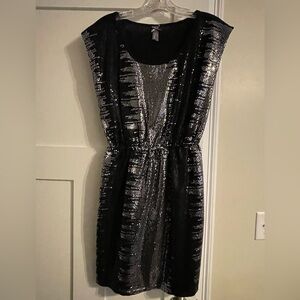 Vanity Black and Silver Sequin Mini Dress